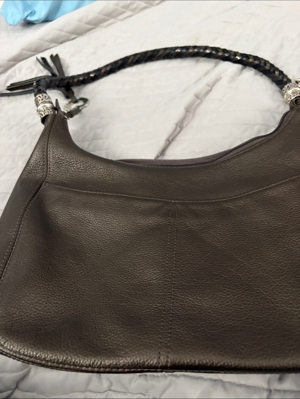Brighton Leather Hobo Bag in Dark Bronze Classic Shoulder Tote